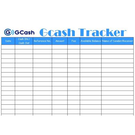 gcash tracker printable